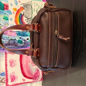 Mocha Hoffman Leather bag. Does not come with a cross body strap